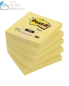 Contoh Alat Perlengkapan Kantor merk 3M Post-it , Gambar Produk 3M Post-it 654-5CY Sticky Note Canary Yellow 76x76mm 500 sheets harga 53500 di Toko Peralatan Sekolah Murah