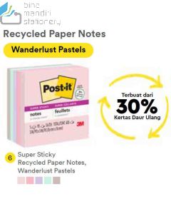 Contoh Alat Perlengkapan Kantor merk 3M Post-it , Gambar Produk 3M Post-it 654-5SSNRP Super Sticky Note Wanderlust Pastel 76x76mm 450 Sheets harga 66300 di Toko Peralatan Sekolah Murah