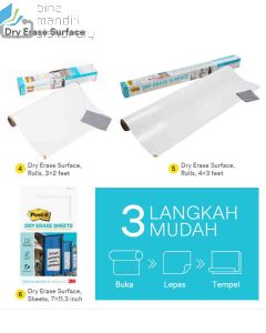 Contoh Alat Perlengkapan Kantor merk 3M Post-it , Gambar Produk 3M Post-it DEF4X3 Dry Erase Surface - Rolls 900x1200mm harga 719500 di Toko Peralatan Sekolah Murah