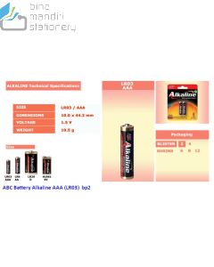 Grosir ABC Battery Baterai Alkaline AAA LR03 isi 2 Pcs dan semua produk ABC Baterai