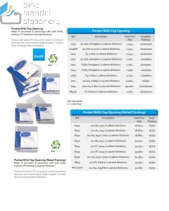 Contoh Bantex 2044 PP Pocket FC 0.06mm Antiglare Plastik folder multiholes untuk aneka ring binder merek Bantex