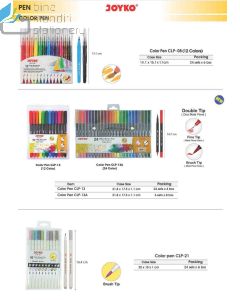 Contoh Joyko Color Brush Pen CLP-13 (12 Color) Pena Kuas Warna Menggambar Melukis merek Joyko